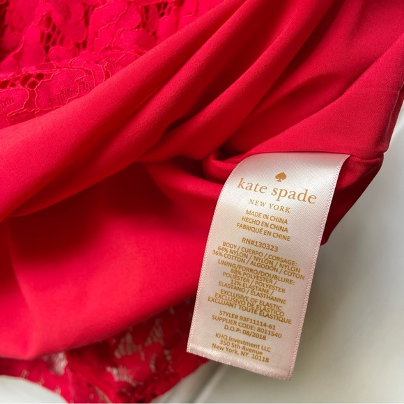 Kate Spade Red Ruffle Floral Lace Black Trim Gold Zip Up NWOT Skirt the Rules - Picture 6 of 8